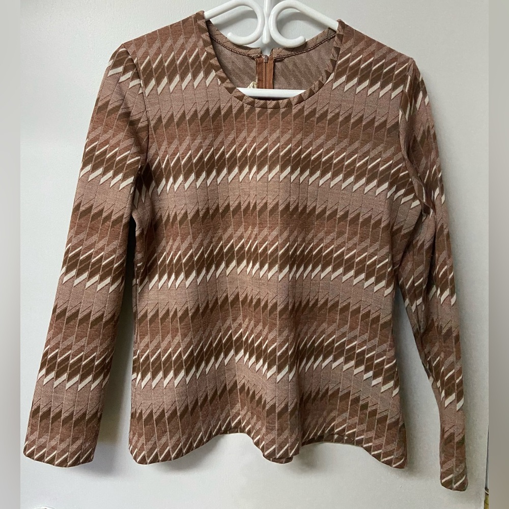 Vintage 70’s Brown Geometric Pattern Women's Top